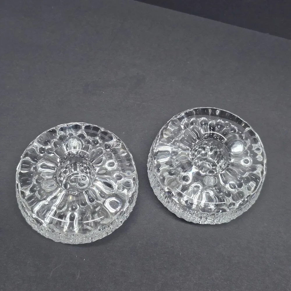 Tapio Wirkkala Iittala Ultima Thule Glass Footed Candel Holder set of 2 Finland